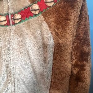 Faux Fur Two-Tone Jacket with Festive Trim